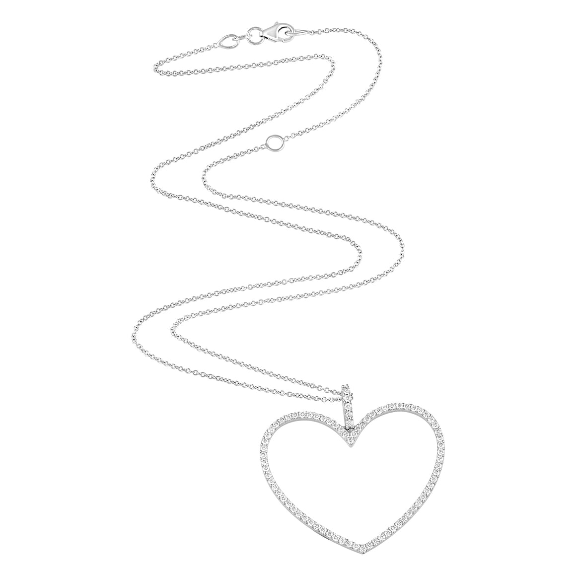 Oversized Open Diamond Heart Necklace